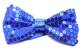 GLITTER SEQUIN BOW TIE Costume Fancy Dress Dance Fancy Shiny Party Bowtie - Blue - Front View