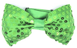 GLITTER SEQUIN BOW TIE Costume Fancy Dress Dance Fancy Shiny Party Bowtie - Green - Front View