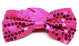GLITTER SEQUIN BOW TIE Costume Fancy Dress Dance Fancy Shiny Party Bowtie - Hot Pink - Front View