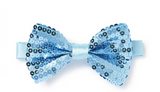GLITTER SEQUIN BOW TIE Costume Fancy Dress Dance Fancy Shiny Party Bowtie - Light Blue - Front View