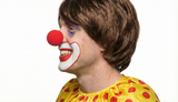 Soft CLOWN NOSE Costume Circus Halloween Spongy Fancy Fun Silly in Red - Side View
