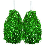 Green Metallic Cheerleading Pom Poms – Set of 2 w/ Easy-Grip Handles Australia Day - Front View