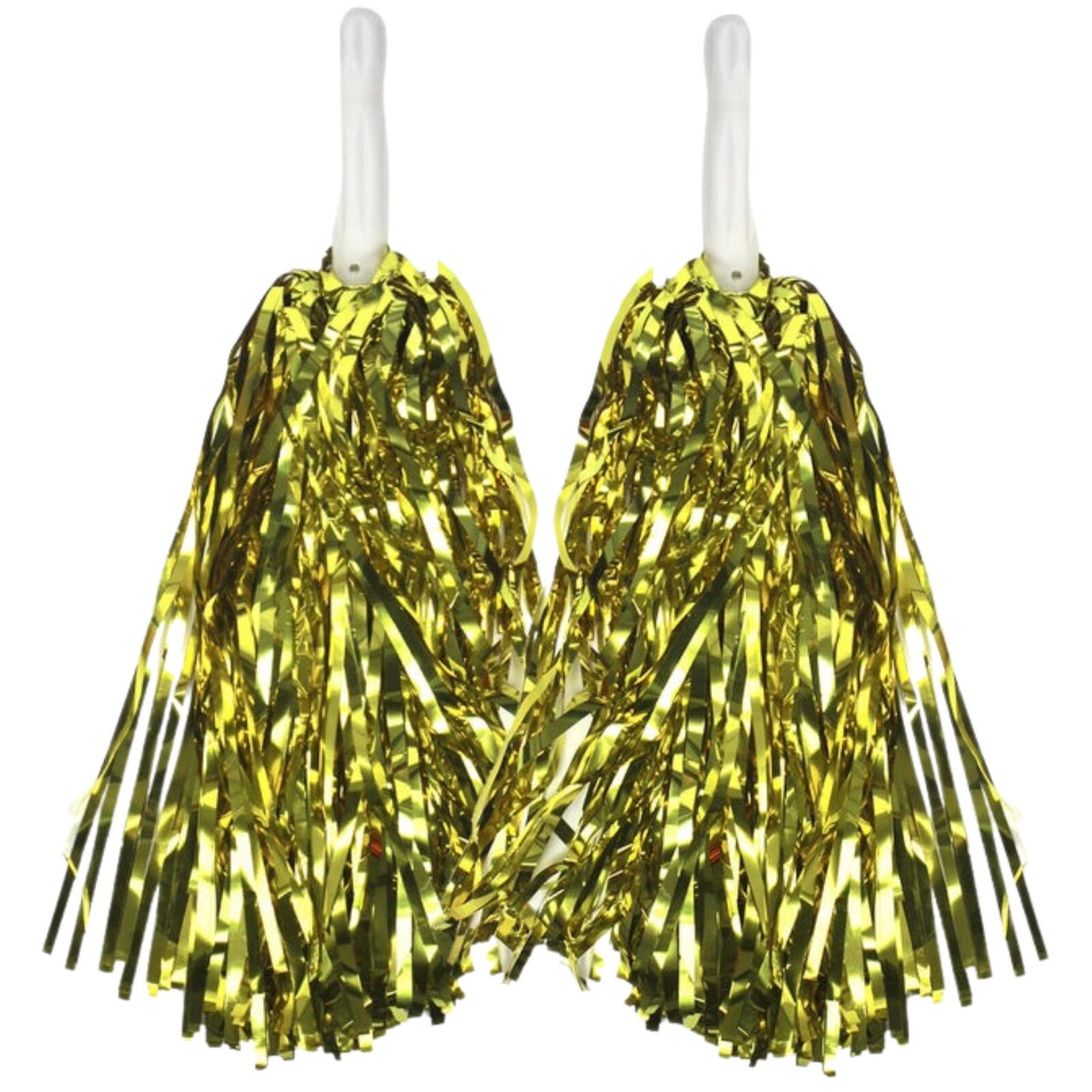 Yellow Metallic Cheerleading Pom Poms ??Set of 2 with Easy-Grip Handles Australia Day