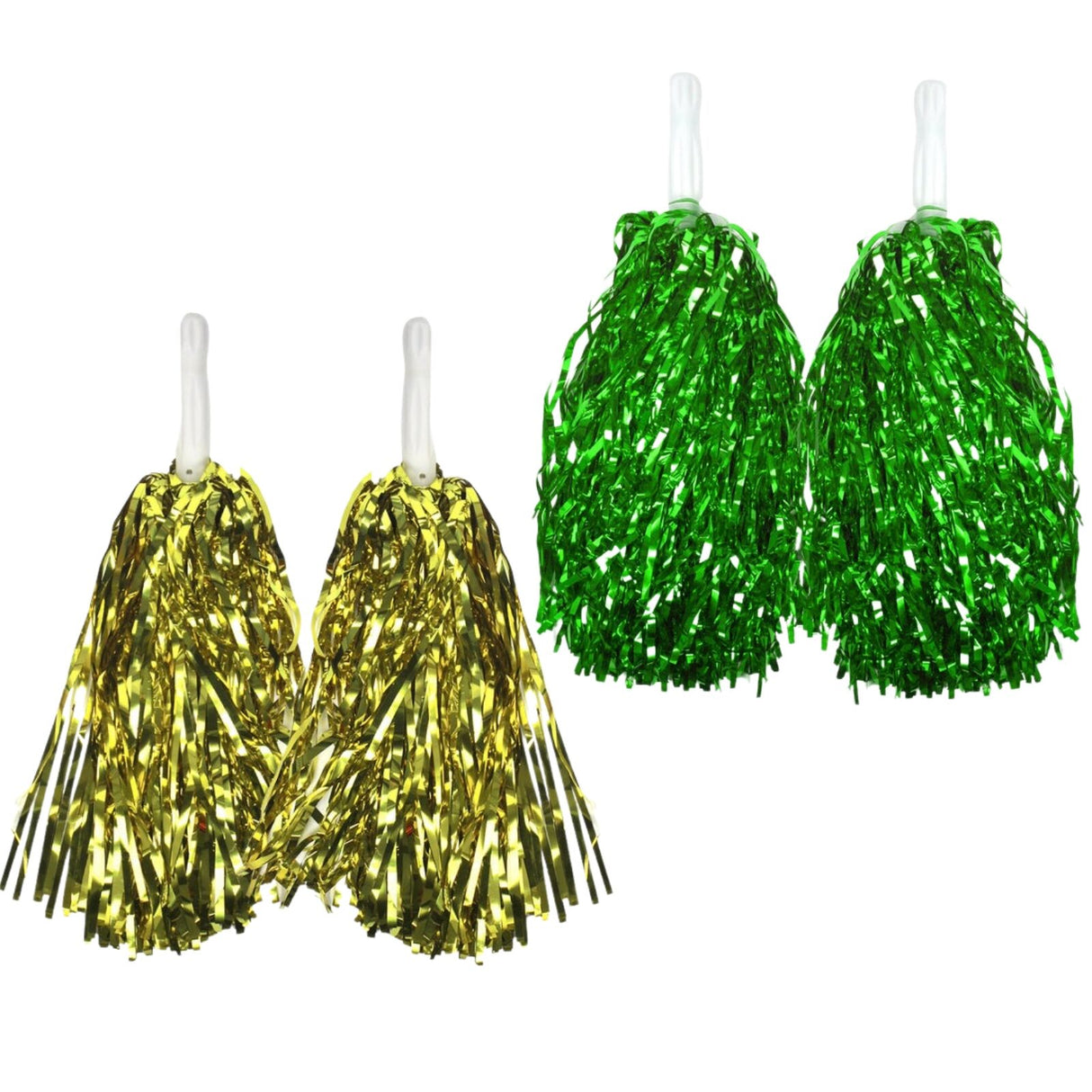 Green & Yellow Metallic Cheerleading Pom Poms ??2-Pack (1 Green Pair & 1 Yellow Pair) Australia Day