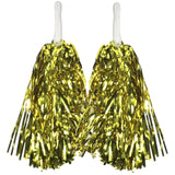 Green & Yellow Metallic Cheerleading Pom Poms – 2-Pack (1 Green Pair & 1 Yellow Pair) Australia Day - Side View