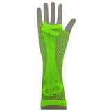 FISHNET GLOVES Fingerless Elbow Length 70s 80s Womens Costume Party Dance - Fluro Green - One Size - Side View