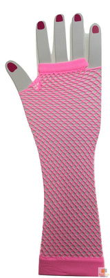 FISHNET GLOVES Fingerless Elbow Length 70s 80s Womens Costume Party Dance - Light Pink - One Size - Front View