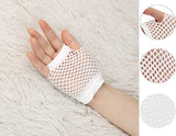 1 Pair Fishnet Gloves Fingerless Wrist Length 70s 80s Costume Party Dance -White - 45-Degree Angle