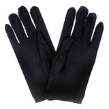 Ladies SHORT GLOVES Costume Party Wedding Bridal Fancy Dress Prom Stretchy - Black - One Size - Front View