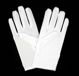 Ladies SHORT GLOVES Costume Party Wedding Bridal Fancy Dress Prom Stretchy - White - One Size - Side View