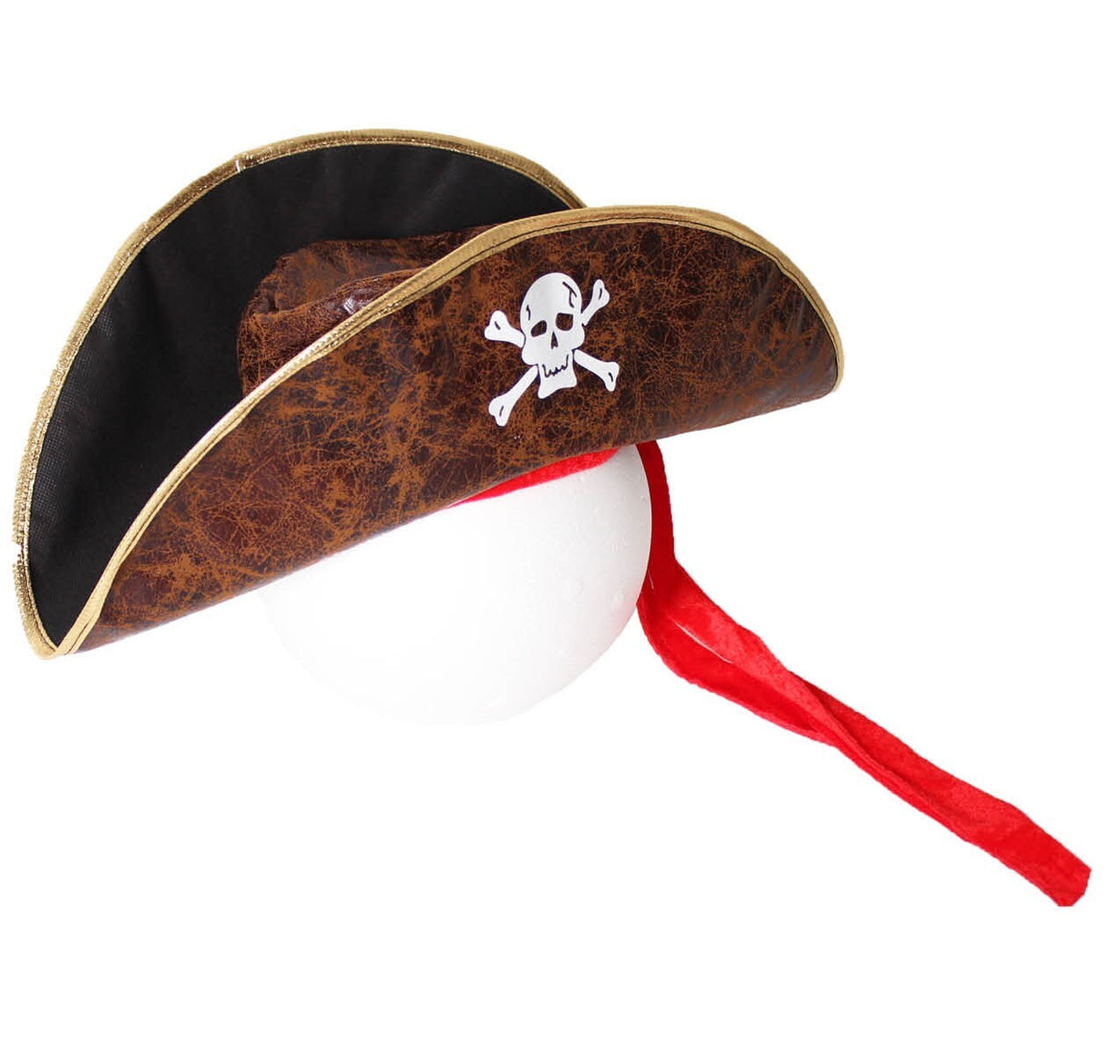 Ultimate Jack Sparrow Inspired Pirate Hat - Faux Leather with Red Band