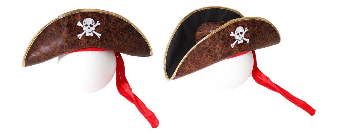 Ultimate Jack Sparrow Inspired Pirate Hat - Faux Leather with Red Band