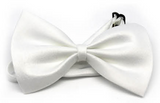 Mens BOW TIE Wedding Tuxedo  Formal Bestman Necktie Classic Plain Party - White - Front View