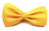 Mens BOW TIE Wedding Tuxedo  Formal Bestman Necktie Classic Plain Party - Yellow - Front View