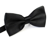 Mens BOW TIE Wedding Tuxedo Formal Bestman Necktie Classic Plain Party  - Black - Front View