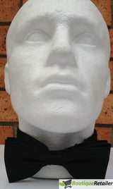 Mens BOW TIE Wedding Tuxedo Formal Bestman Necktie Classic Plain Party  - Black - Top-Down View