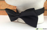 Mens BOW TIE Wedding Tuxedo Formal Bestman Necktie Classic Plain Party  - Black - 45-Degree Angle