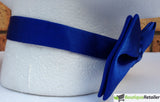 Mens BOW TIE Wedding Tuxedo Formal Bestman Necktie Classic Plain Party Pre-tied - Blue - Side View
