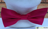 Mens BOW TIE Wedding Tuxedo Formal Bestman Necktie Classic Plain Party  - Burgundy - Side View