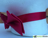 Mens BOW TIE Wedding Tuxedo Formal Bestman Necktie Classic Plain Party  - Burgundy - Top-Down View
