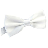 Mens BOW TIE Wedding Tuxedo Formal Bestman Necktie Classic Plain Party  - White - Front View