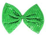 LARGE BOW TIE Sequin Polka Dots Bowtie Big King Size Party  Costume - Green - Front View