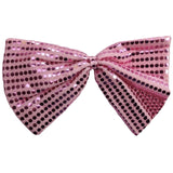 LARGE BOW TIE Sequin Polka Dots Bowtie Big King Size Party  Costume - Light Pink - Front View