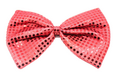 LARGE BOW TIE Sequin Polka Dots Bowtie Big King Size Party  Costume - Red - Front View