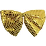 LARGE BOW TIE Sequin Polka Dots Bowtie Big King Size Party  Costume - Yellow - Front View