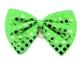 SEQUIN BOW TIE Polka Dots Bowtie Party Unisex Costume  13cm x 9cm Clown - Green - Side View