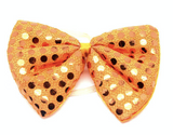 SEQUIN BOW TIE Polka Dots Bowtie Party Unisex Costume  13cm x 9cm Clown - Orange - Side View