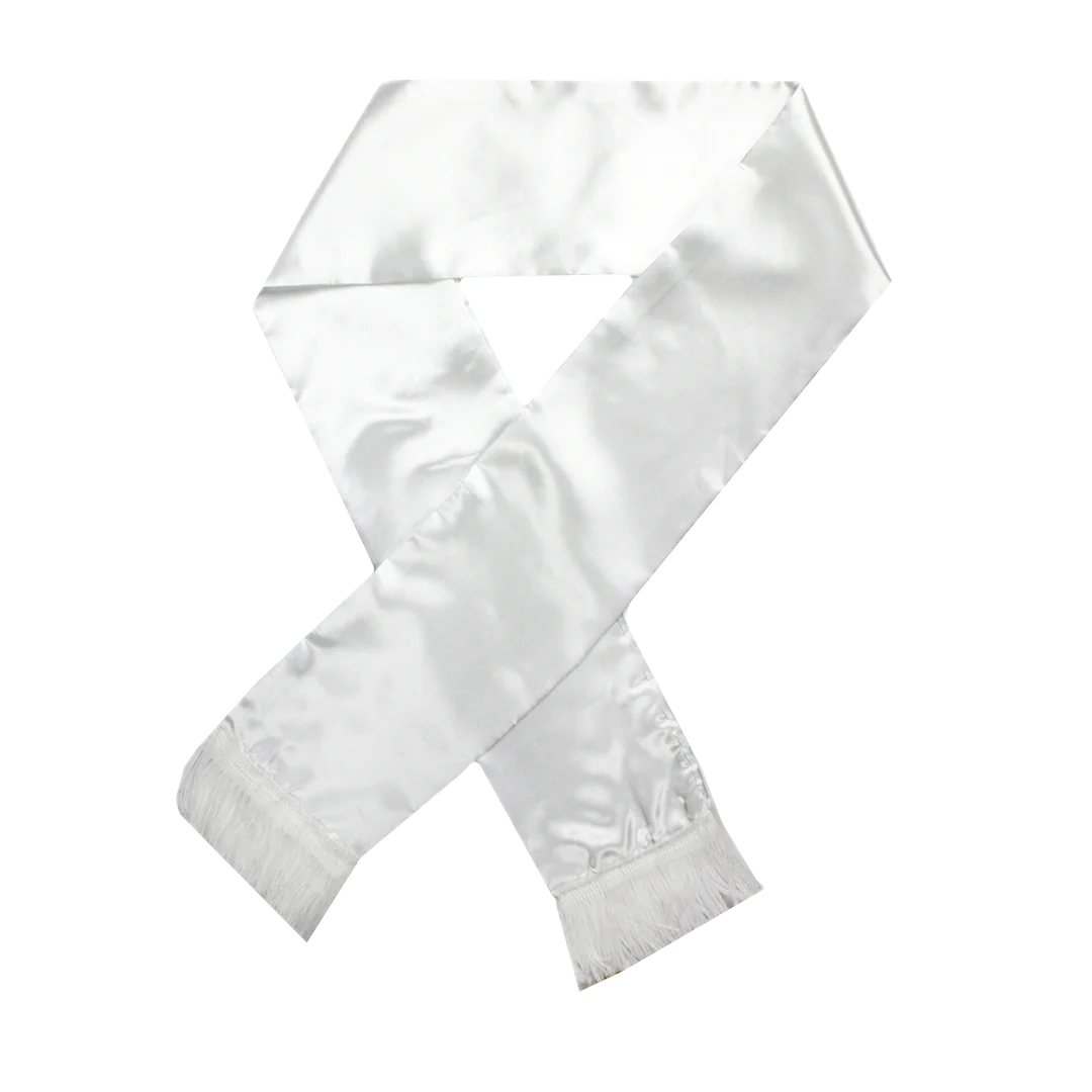 Men's 1920s Retro Gangster White Silk Scarf with Tassels for Costume Parties