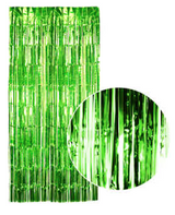 Tinsel Curtain Foil Metallic Fringe Backdrop Party Door Decorations - (200cm x 100cm) - Green - Front View