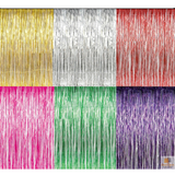 Tinsel Curtain Foil Metallic Fringe Backdrop Party Door Decorations - (200cm x 100cm) - Green - Side View