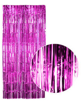 Tinsel Curtain Foil Metallic Fringe Backdrop Party Door Decorations - (200cm x 100cm) - Hot Pink - Front View
