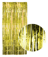 Tinsel Curtain Foil Metallic Fringe Backdrop Party Door Decorations - (200cm x 100cm) - Yellow/Gold - Front View