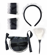 5-Piece French Maid Dress-Up Kit with Accessories for Halloween Parties - Front View