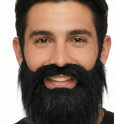 Black Faux Moustache and Beard Accessory for Halloween and Party Dress-Up