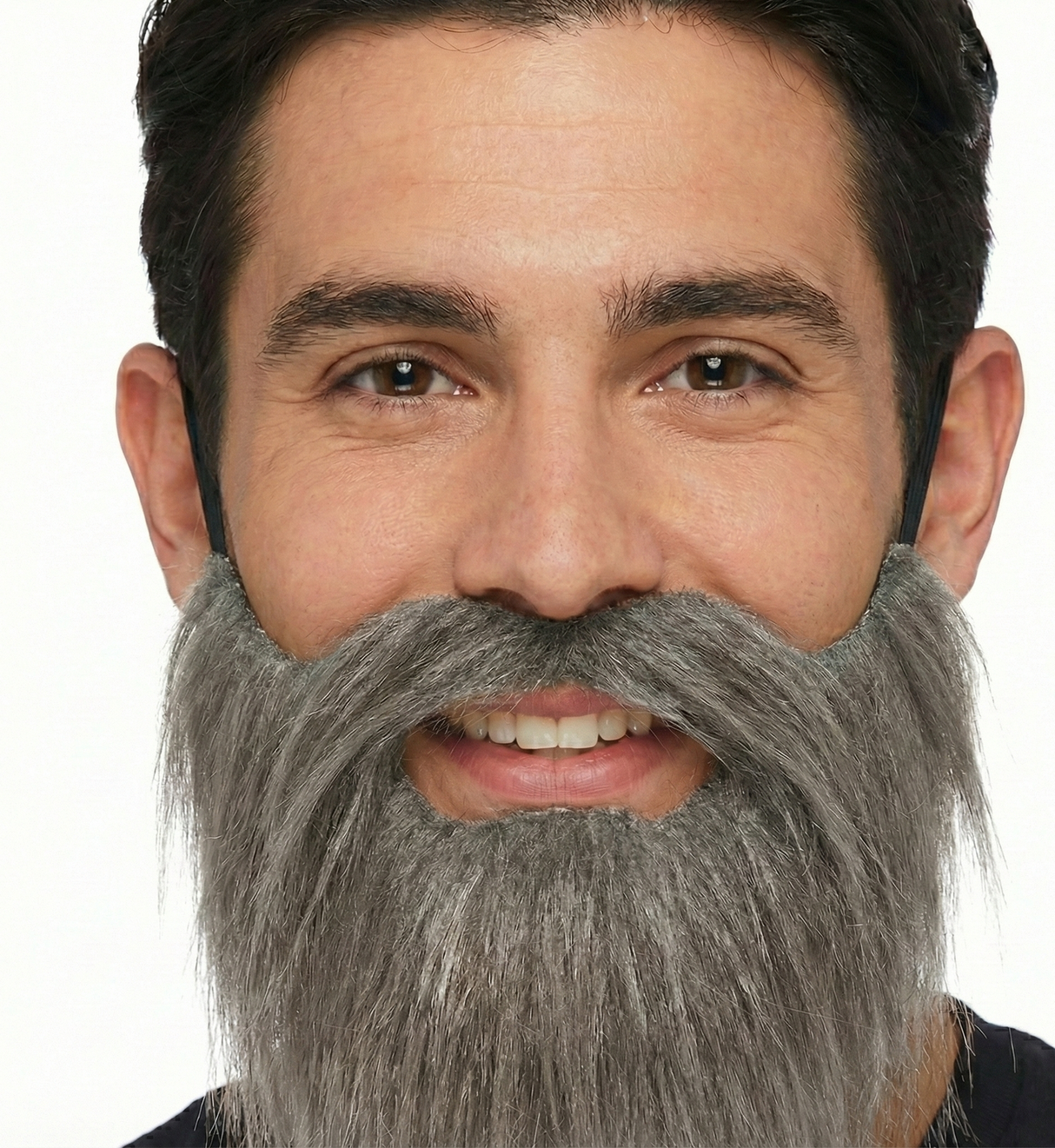 Faux Grey Moustache and Party Beard for Halloween Costume - Adjustable Fancy Dress Facial Hair
