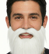 Holiday Spirit Faux Facial Hair - White Moustache and Festive Beard for Costume Celebrations - Front View