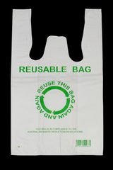 500pcs 33×55cm Eco Design Reusable Plastic Singlet Shopping Bags Grocery Carry Checkout - Front View