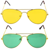 Green and Yellow Gold Aviator Party Glasses – Fun Novelty Set Australia Day - Front View