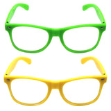 Green and Yellow Party Glasses with Clear Lenses – Fun 80s Australia Day or Costume Glasses (Set of 2)