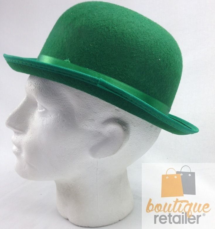 Vintage Green Bowler Hat for Party Costume, Derby Dress-Up, Halloween Dance Events
