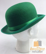 Vintage Green Bowler Hat for Party Costume, Derby Dress-Up, Halloween Dance Events - 45-Degree Angle