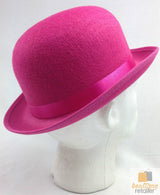 Hot Pink Vintage Bowler Hat for Parties, Costumes, and Dance Performances - 45-Degree Angle