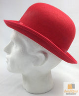 Vintage Red Bowler Hat for Costume Parties, Derby Events, and Halloween Celebrations - Side View