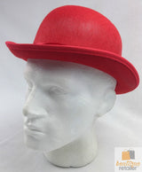 Vintage Red Bowler Hat for Costume Parties, Derby Events, and Halloween Celebrations - Top-Down View