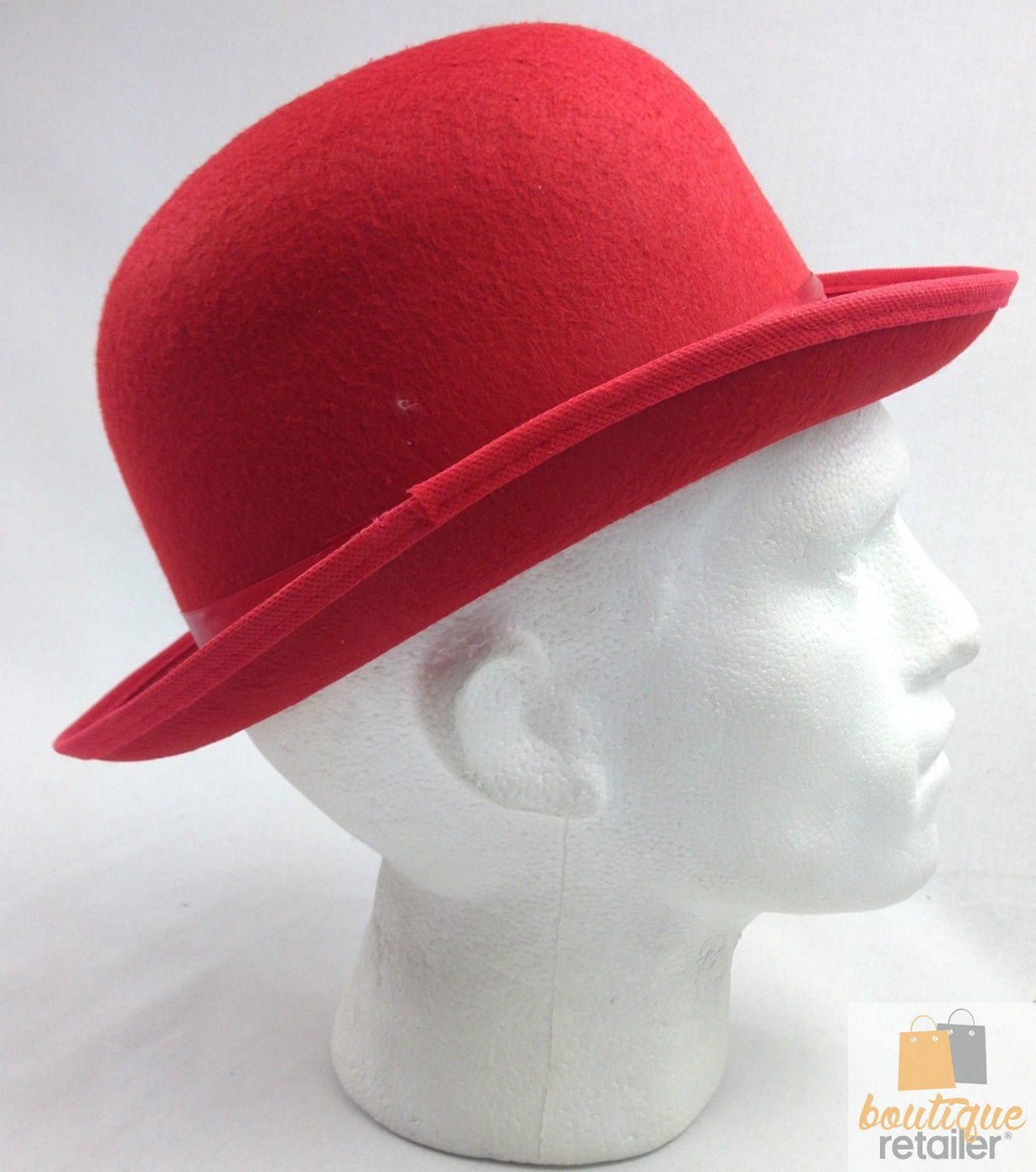Vintage Red Bowler Hat for Costume Parties, Derby Events, and Halloween Celebrations
