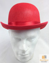 Vintage Red Bowler Hat for Costume Parties, Derby Events, and Halloween Celebrations - Rear View